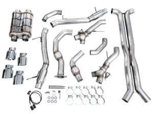 Cadillac CT4-V Blackwing Performance Exhaust - AWE Tuning - SwitchPath, Cat Back - Chrome Silver - `21-`27